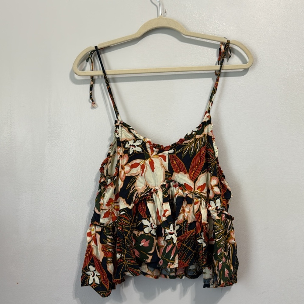 Patrons of Peace Floral Cropped Peplum Top Size Large - Picture 5 of 5